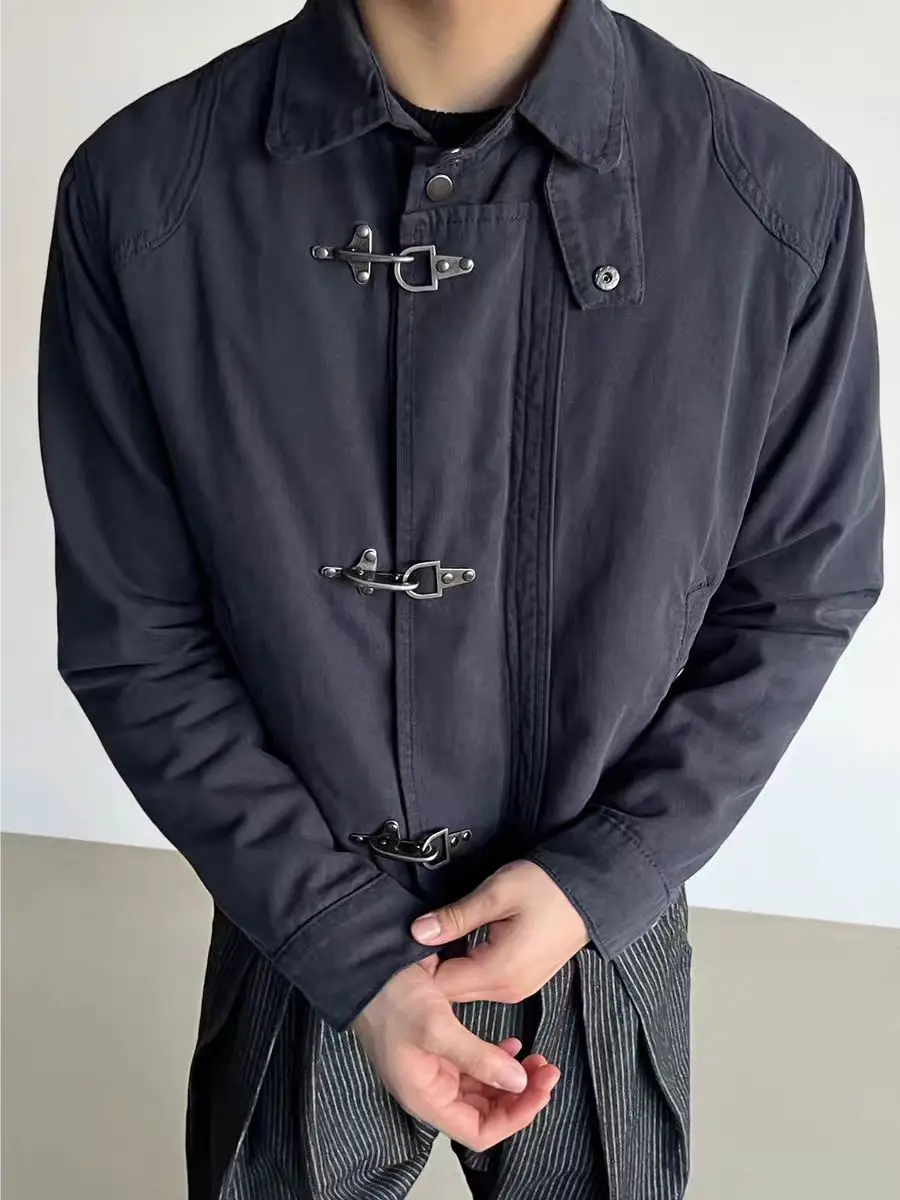 2026 Fashionable Men Women Korean Style Casual Loose Retro Jacket Aircraft Buckle Y2K Harajuku Retro Gothic High Street Jacket