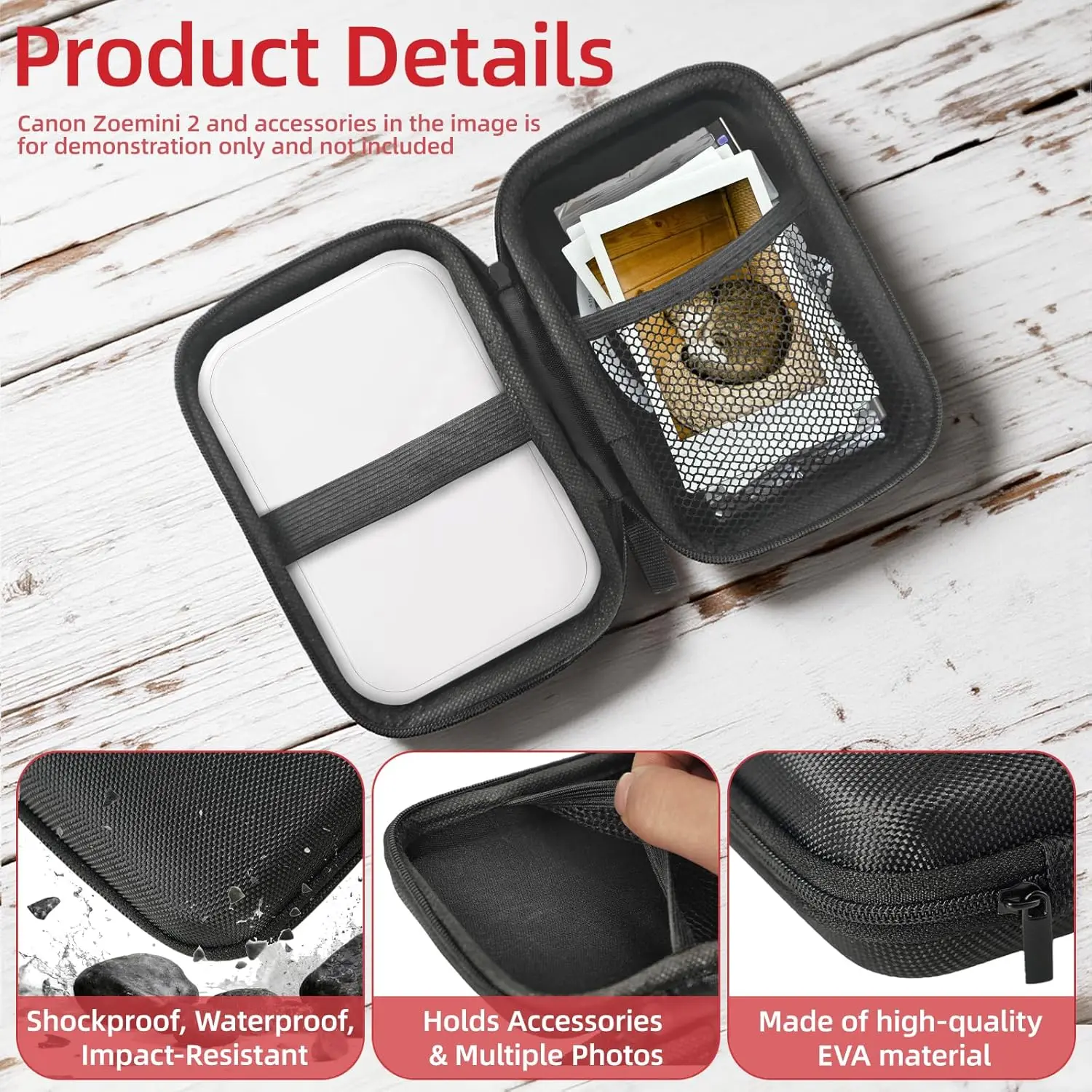 Carrying Hard EVA Case for Canon Zoemini/Zoemini 2/Zoemini S/C/ Ivy 2 Instant Mini Photo Printer Shockproof Travel Storage Bag view 5