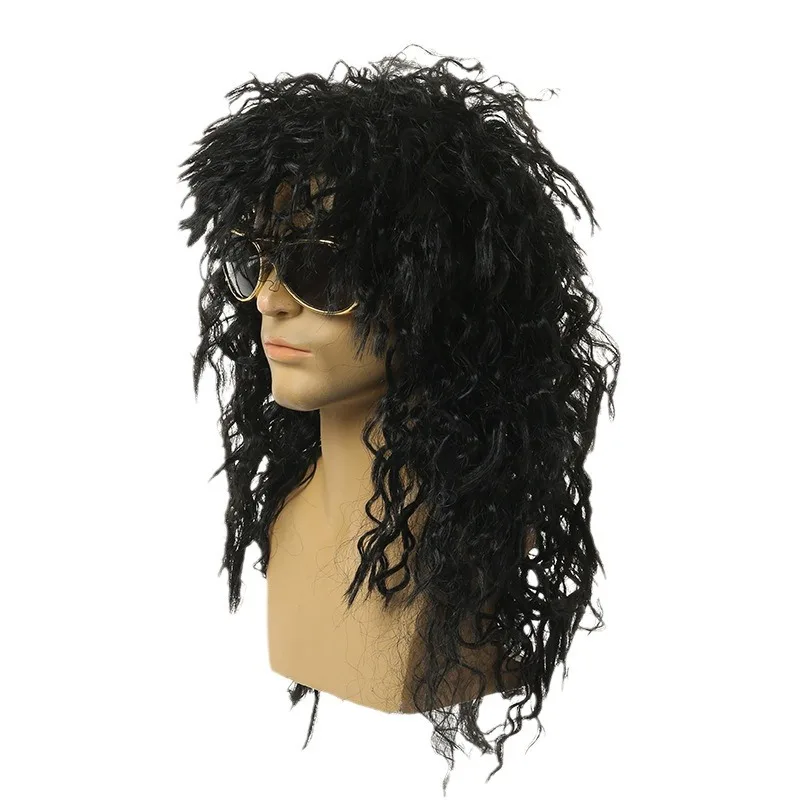 Classic Rock Brown Tone Afro Curly Synthetic Wig, Special for Band-themed Parties, Cosplay and Stage Performances