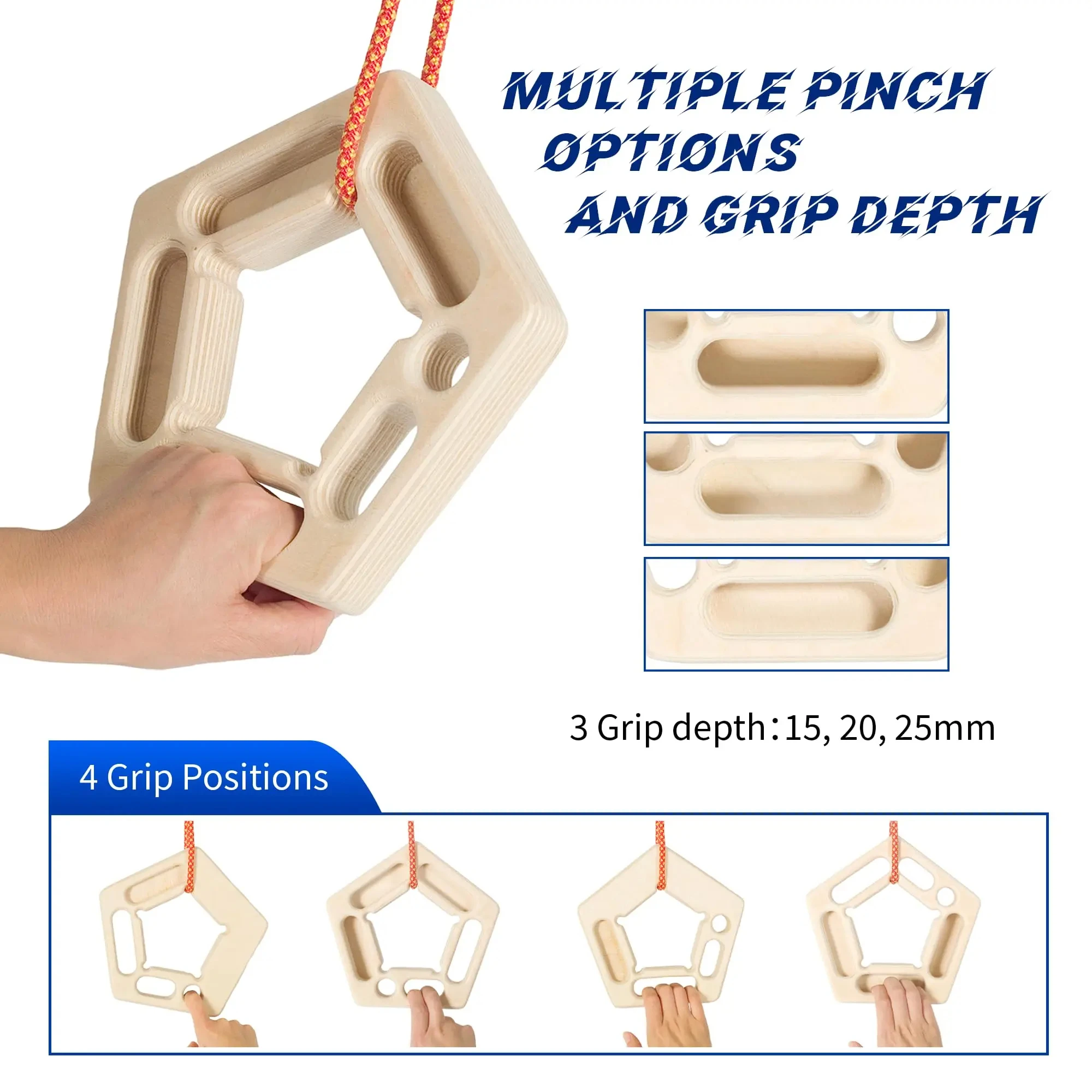 Finger Strengthen Climbing Board Pull-Ups Weight Hang Trainer Portable Tool Grip Forearm Strengthener Exercise image 4