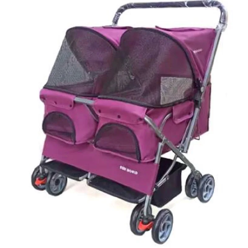 Advanced Double Seat Dog Pram Light Folded Instantly Cat Stroller 8-Wheel Pet Carrier Puppy Outdoors Accessories