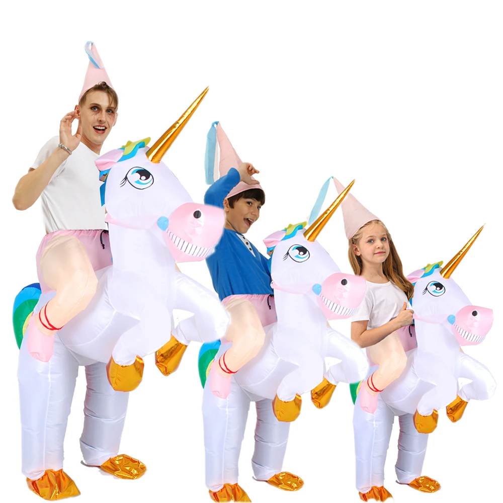 

Colorful Unicorn Pegasus Riding Cosplay Inflatable Costume Children's Day Performance Birthday Gift Carnival Halloween Christmas