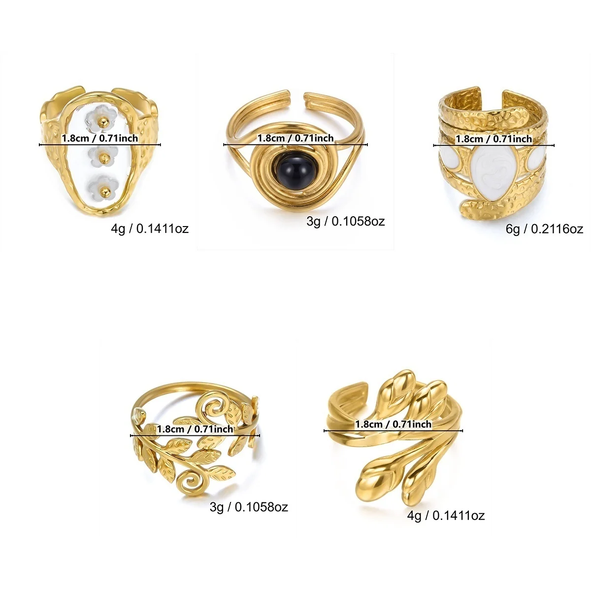 Vintage-Ringe mit Blumen-, Ranken- und Blattmotiven, spiralförmig gewickelt, mit Schlangenmuster, für Damen und Herren, aus Edelstahl, geometrische Ringe, Schmuck. – Detail 4