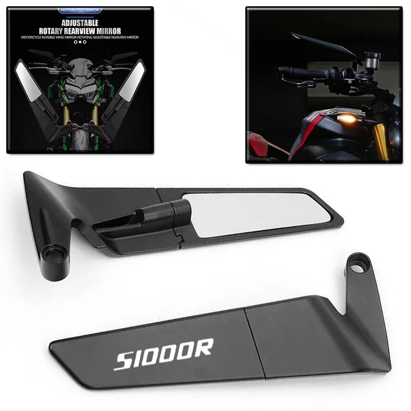 

Motorcycle Accessories CNC aluminum Mirror Stealth Winglets Rearview Mirrors For BMW S 1000R S1000R 2021-2023