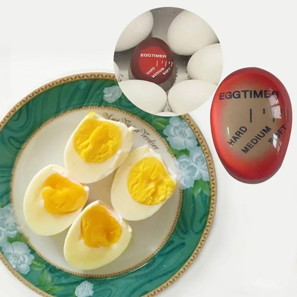 Egg Timer Yummy Soft Hard Boiled Eco-Friendly Resin Red Timer Tools Temperature Observer Gadgets Color Eggs Cooking Changing