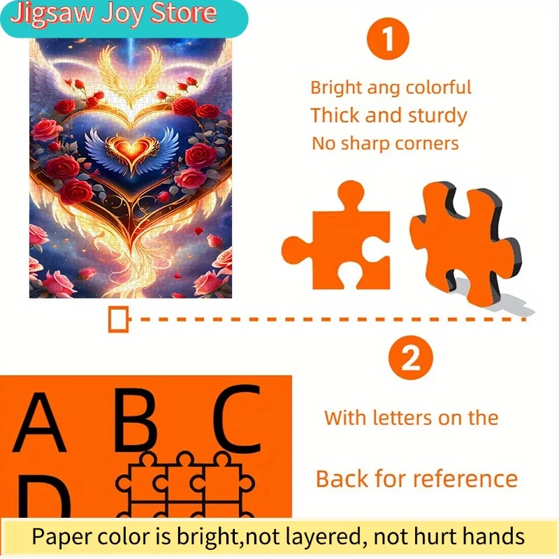 ปริศนากระดาษ DIY, หัวใจในฝัน, กุหลาบ, ปีก ปริศนาสำหรับผู้ใหญ่, เหมาะสำหรับตกแต่งห้องนอน, ปริศนาเดทสุดโรแมนติก, ปริศนาของขวัญสำหรับคู่รัก