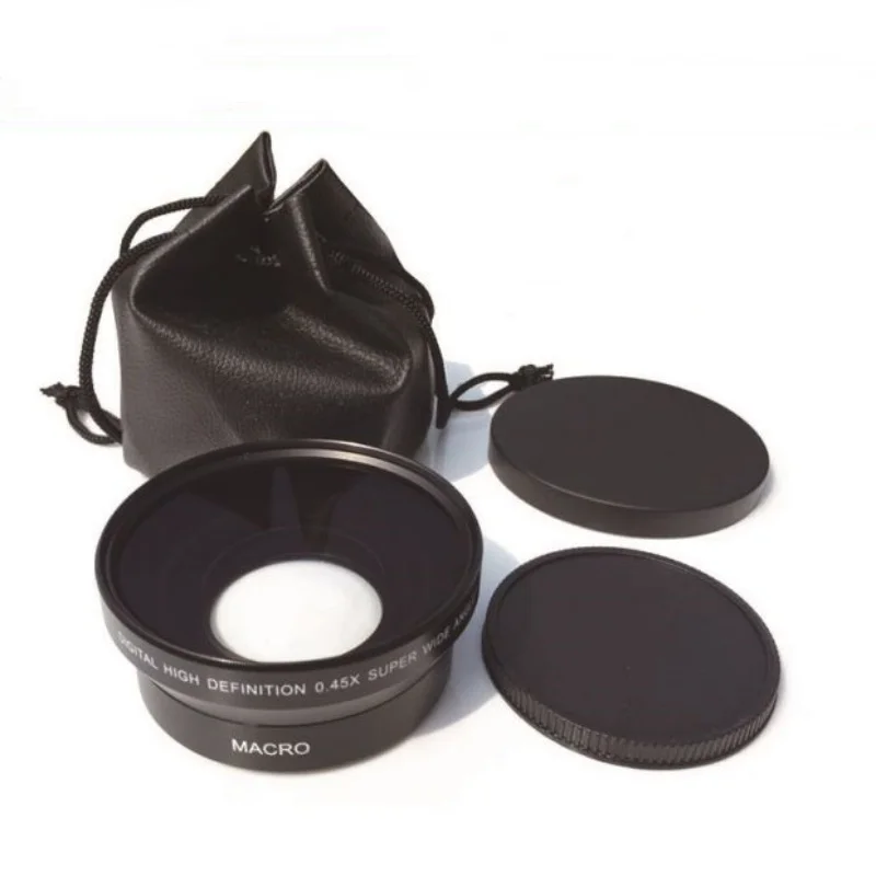 72mm 67mm 62mm Convertitore obiettivo grandangolare di alta qualità Adattatore 0,43X Lenti digitali Deluxe ad altissima risoluzione per fotocamera DSLR