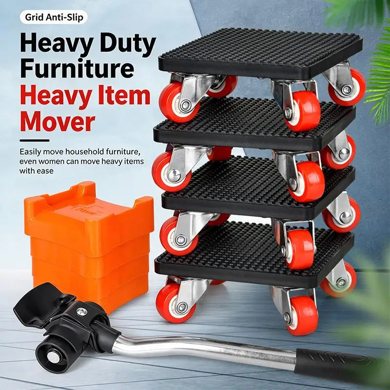 9Pcs Multi-Purpose Moving Lifter Heavy Duty Furniture Mover Tool With Wheels For Sofa Cabinet Refrigerator Large Objects