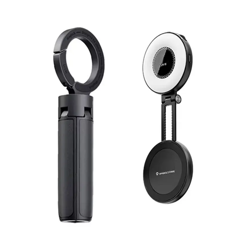 

AT82-MT71 Magnetic Mini Selfie Stick Telescoping Pole With Fill Light For Phone Handle Desktop Tripod For Travel Live Streaming