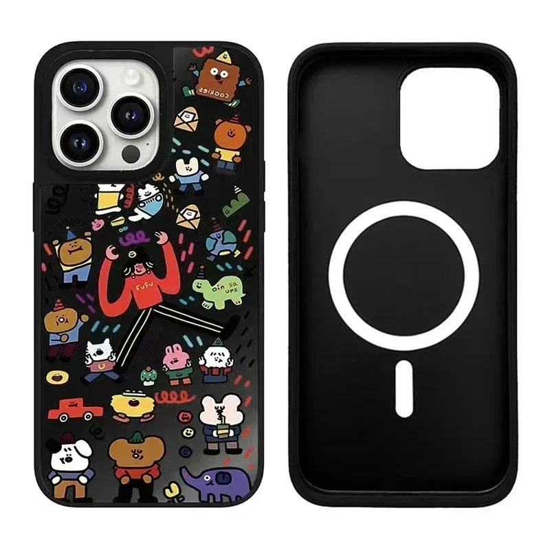 

Cartoon Girl Monster iPhone 11 12 13 14 15 Pro Max Mirror Surface MagSafe Case Cover Shell