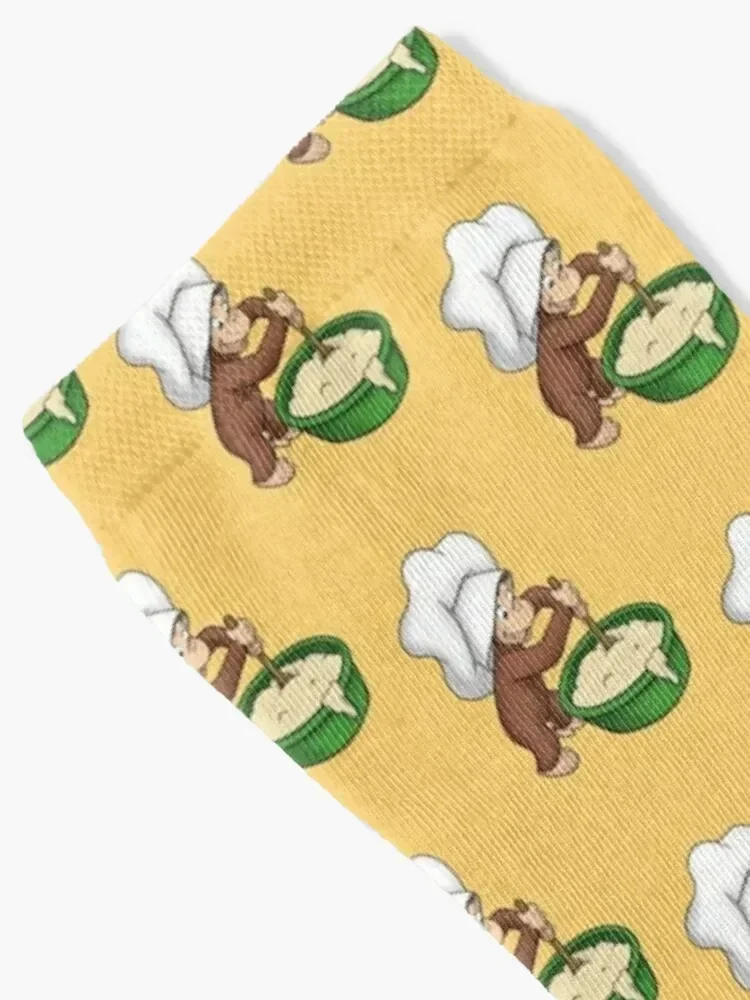 Curious George baking a cake Socks cartoon new in's winter golf Boy Child Socks Women's