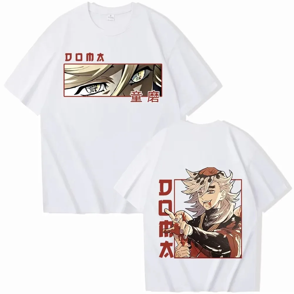 Demon Slayer Douma Unisex Pure Cotton T-shirt 2026 Summer Hot Anime Print Loose Casual Parent-child Short Sleeved Top