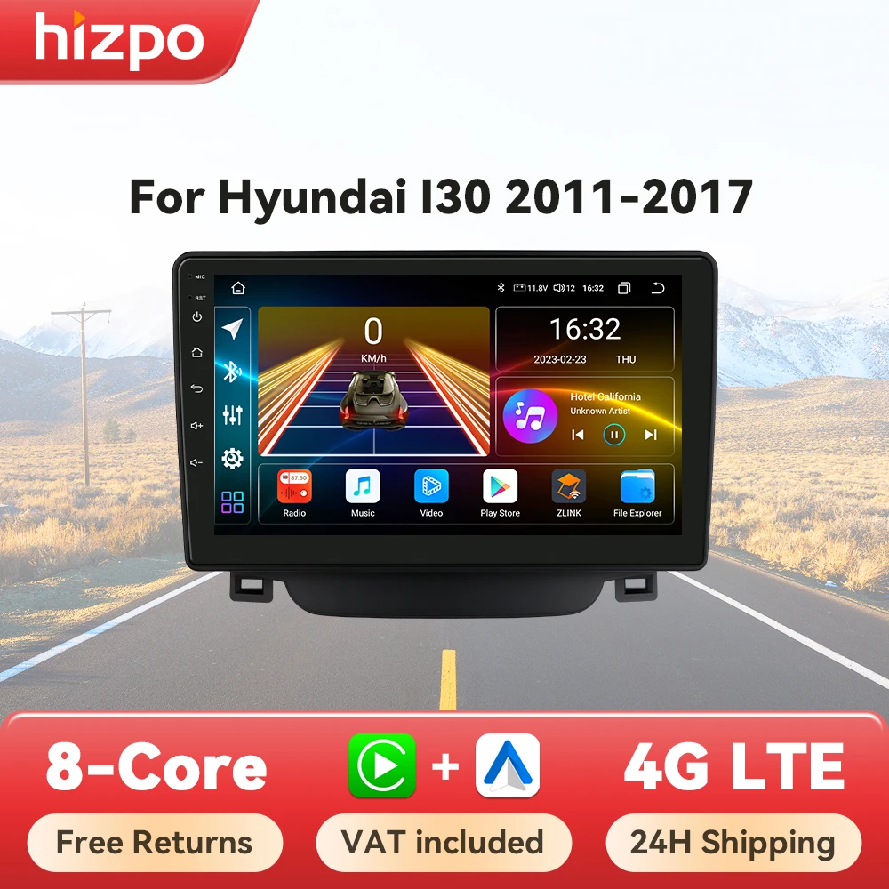 Hizpo Android 13 Car Radio For Hyundai i30 Grand Elantra Grant 2011 2012 2013 2014 2015 2016 2017 Carplay Multimidia Video GPS