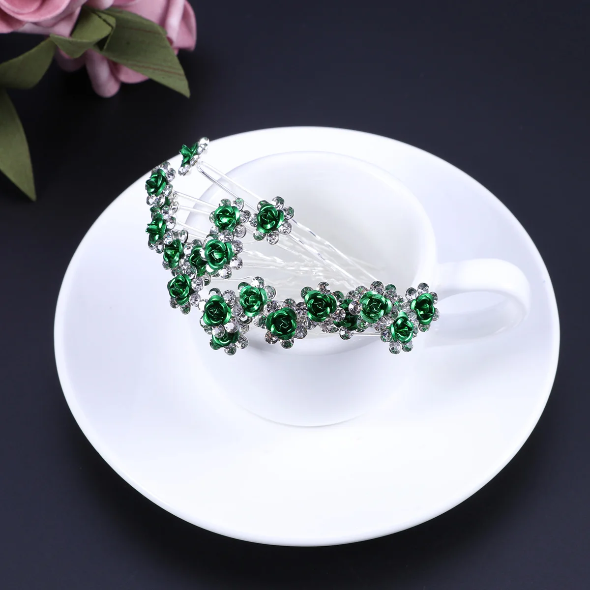 

20Pcs Floral Crystal Hairpin Women Hairpin Set Elegant Bridal Hair Accessory for Wedding Party Gift Hair Chopsticks Daily Use