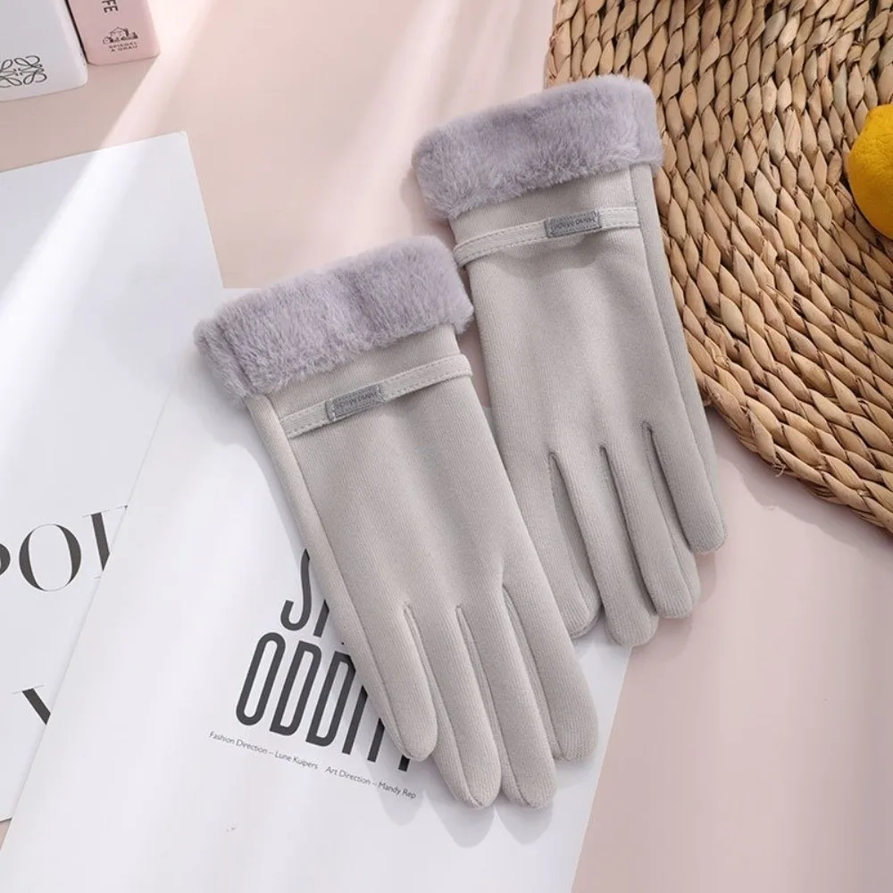 

New Plush Winter Gloves Warm Full Finger Driving Mittens Touchable Screen Skiing Gloves Girls