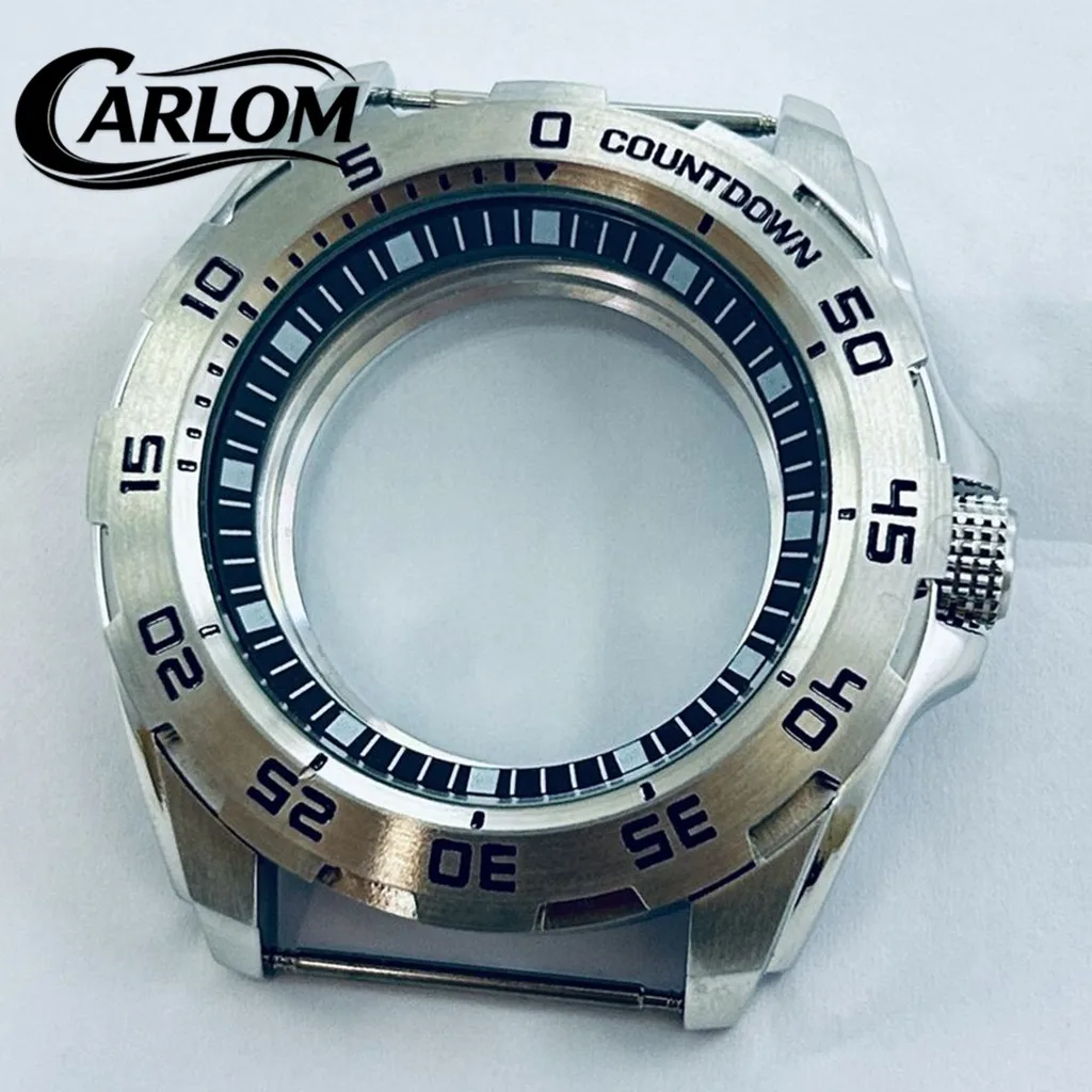 44mm Watch Case Fit NH34 NH35 NH36 NH38 NH39 NH70 NH72 Movement S Crown Black Green Orange Ring SKX Watch Parts