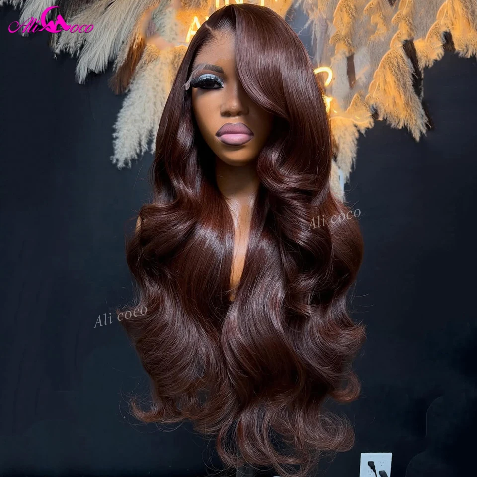 

Парик из натуральных волос, шоколадно-коричневый, 13X6, с эффектом Body Wave # Прозрачная невидимая кружевная накладка 5x5 с предварительно выщипанными волосами, 180% плотность, бразильские волосы
