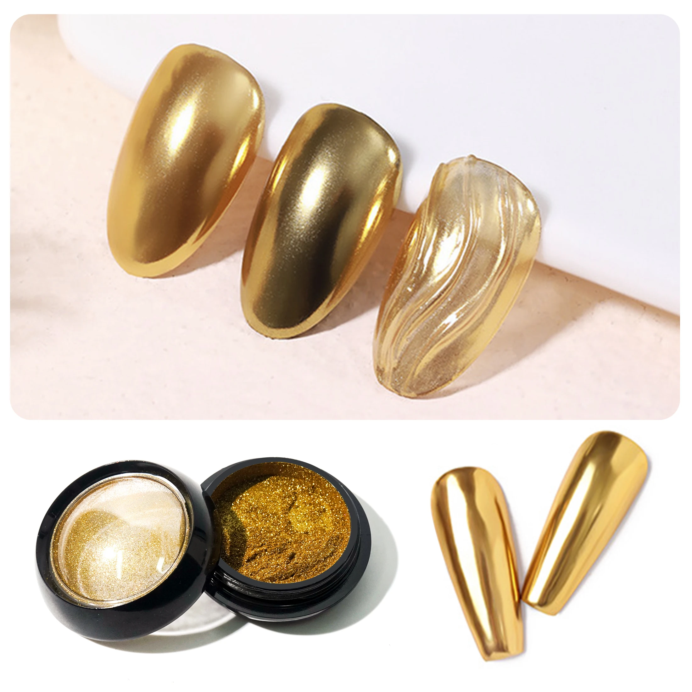 1pcs Magic Mirror Powder Gold Silver Chrome Nail Glitter Metallic Rubbing Dust Gel Polish Pigment Shinning Metal Manicure Decor