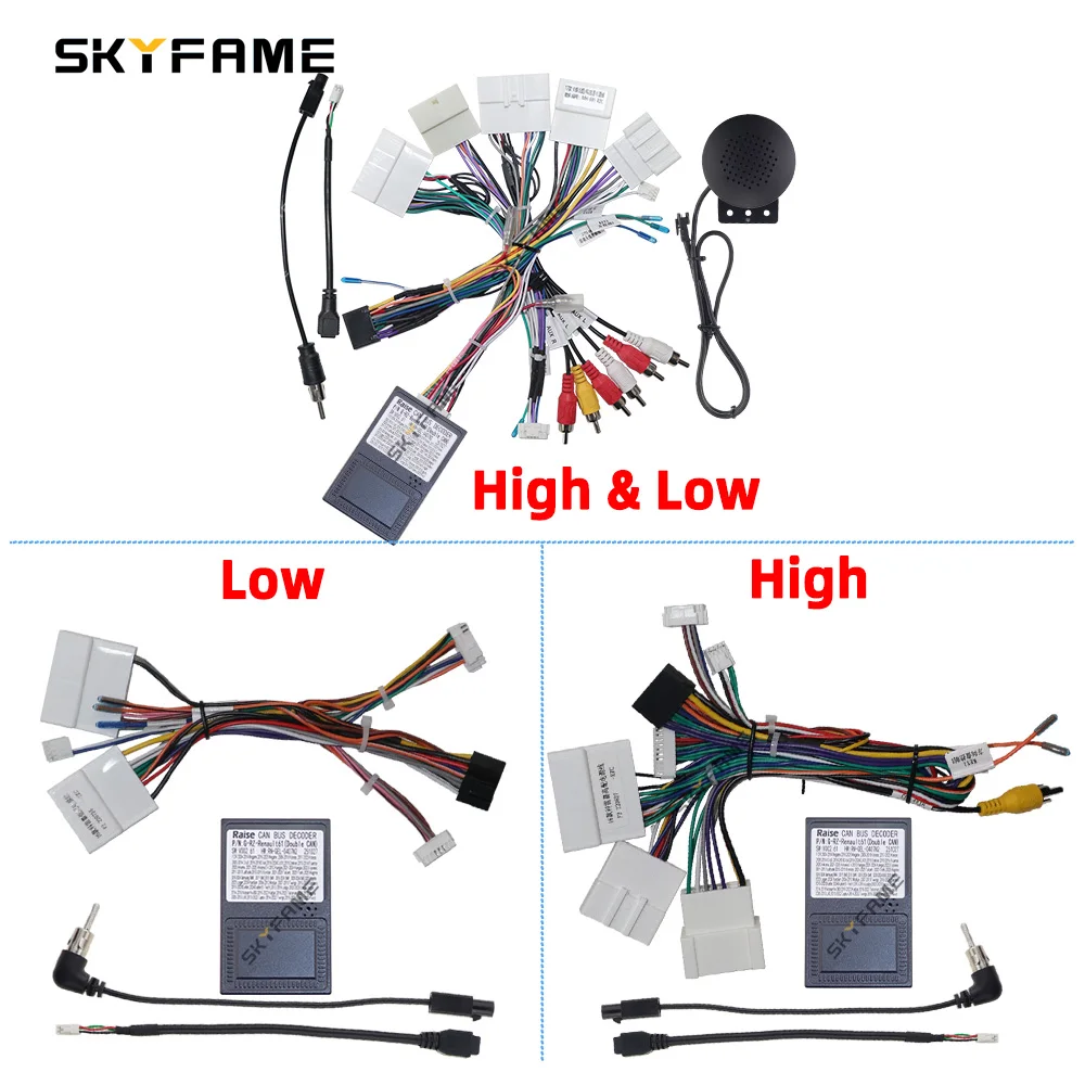SKYFAME Car 16pin Wiring Harness Adapter Android Radio Power Cable For Renault Kadjar G-RZ-RenaIt61