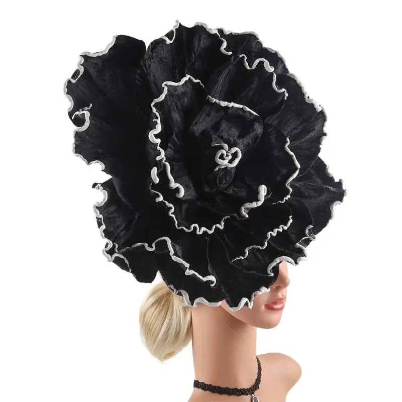 

39BB Oversized Fabric Flower Hairhoop Derby Party Headpiece Hair Ornament For Stage Performances And Special Event Dressingup
