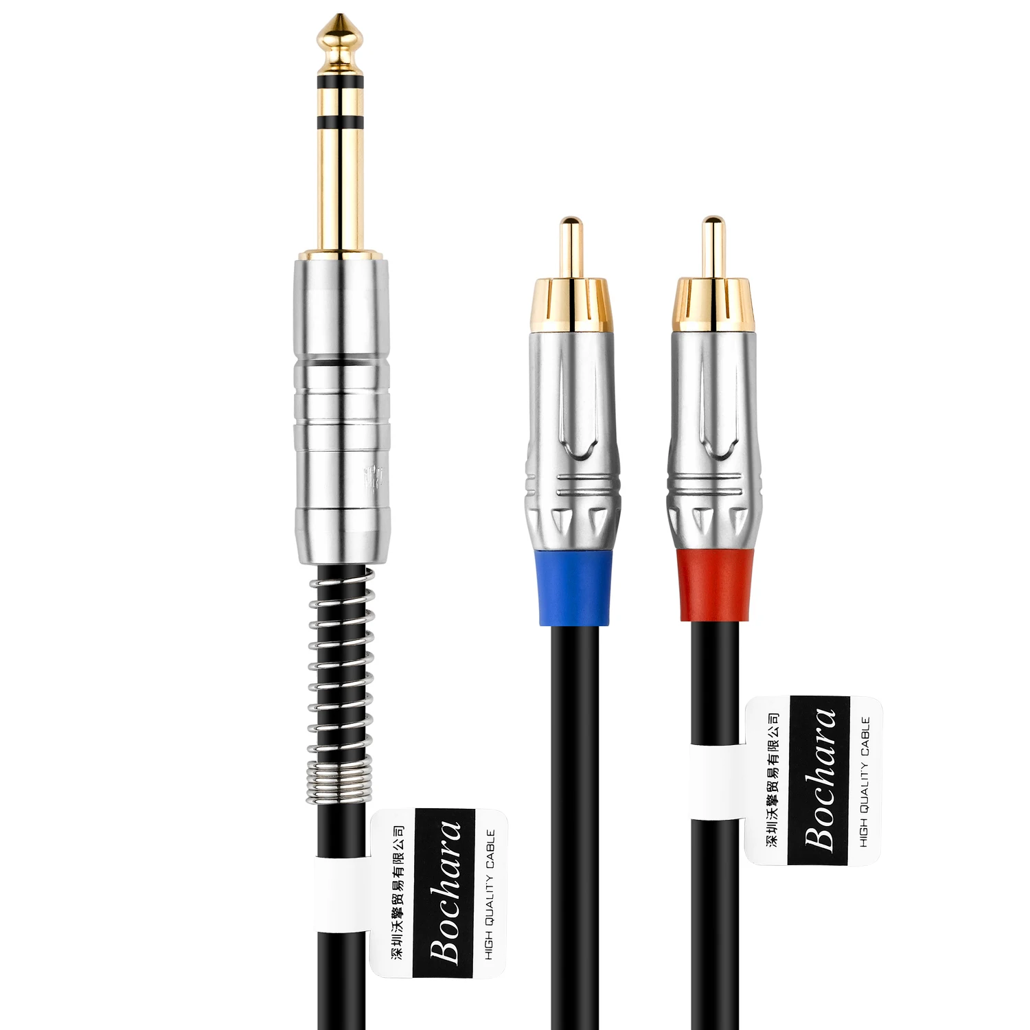 كابل صوتي من الذكور إلى TRS ، من 1 "، 4" ، مقبس ستريو إلى OFC محمية ، مطلي بالذهب ، سبائك الزنك ،