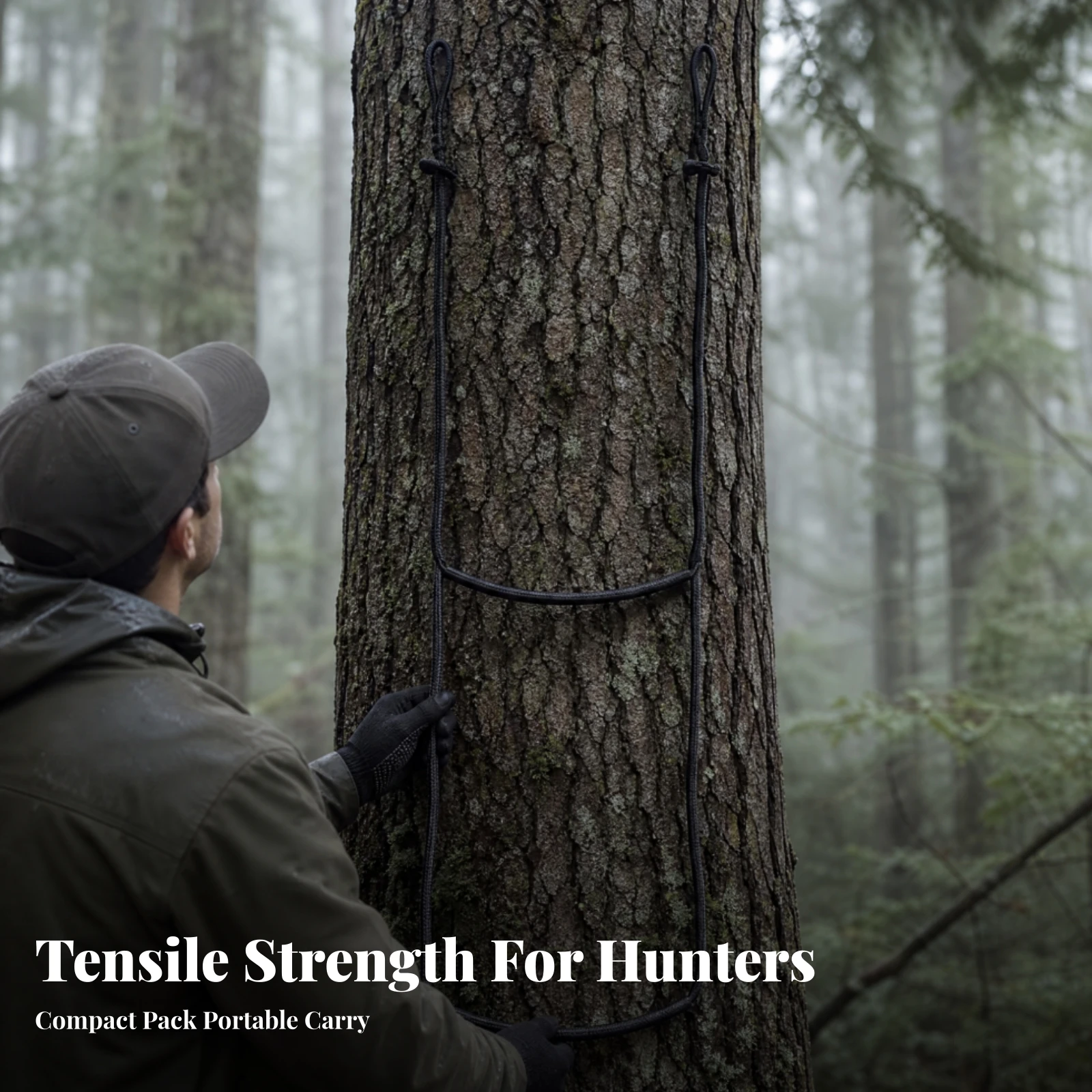 Hand-Braided Rope Ladder Low-Stretch Polyethylene Rope Ladder Tree Stand Step Portable Compact for Hunters, Hunting Platforms