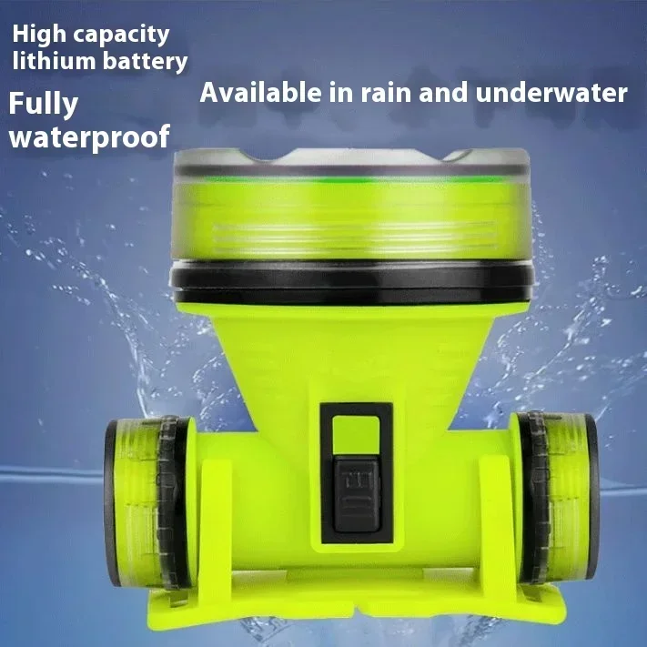 New Portable Rechargeable Diving Headlight 350m Underwater 2 Light Modes Waterproof Super Bright LED Diver Spearfishing Headlamp