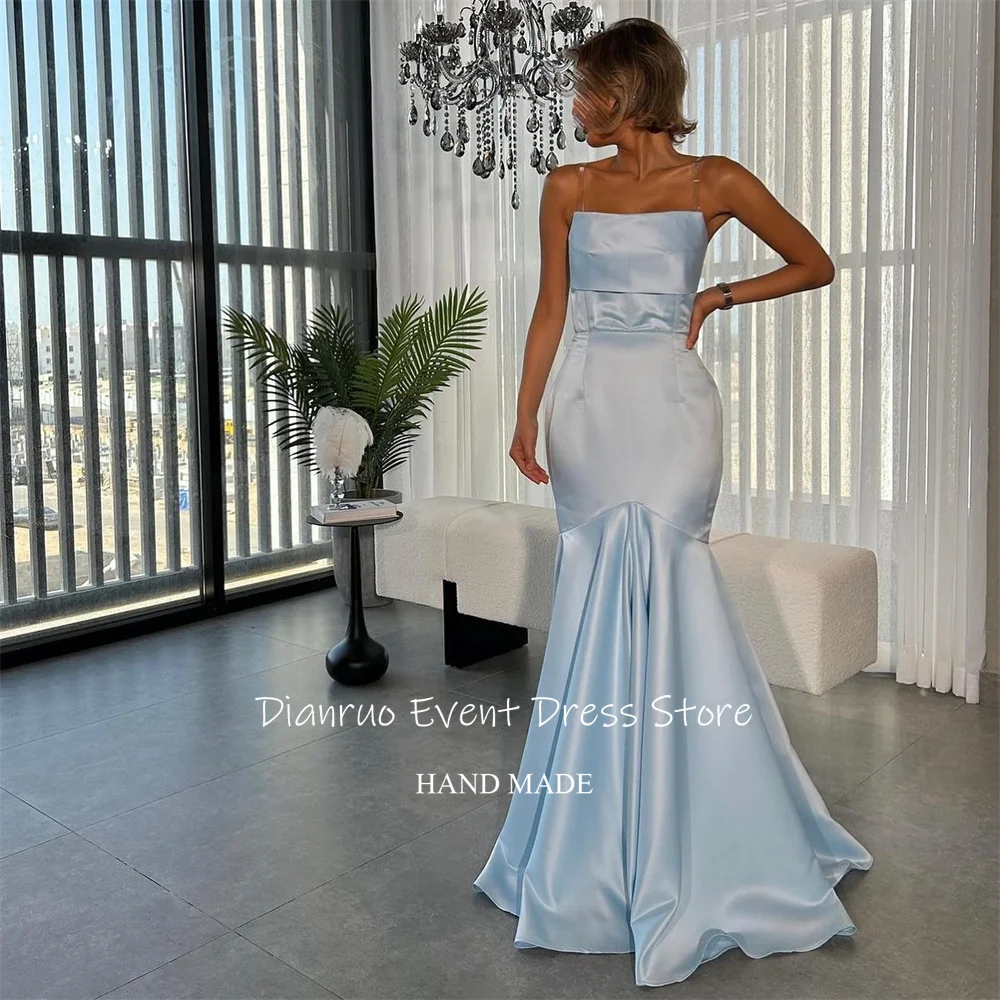 Dianruo Trägerloses Abendkleid Bodenlangen Romantische Vestidos De Fiesta Elegantes Satin Geraffte Roben Bal De Promo Angepasst