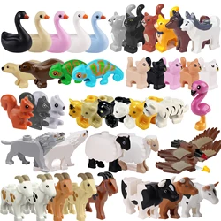 MOC Animal Buillding Blocks Sheep Goat Wolf Cow Dog Cat Rat Squirrel Panda Bear Tiger Swan Snake Elk Deer Bricks Toys Gift