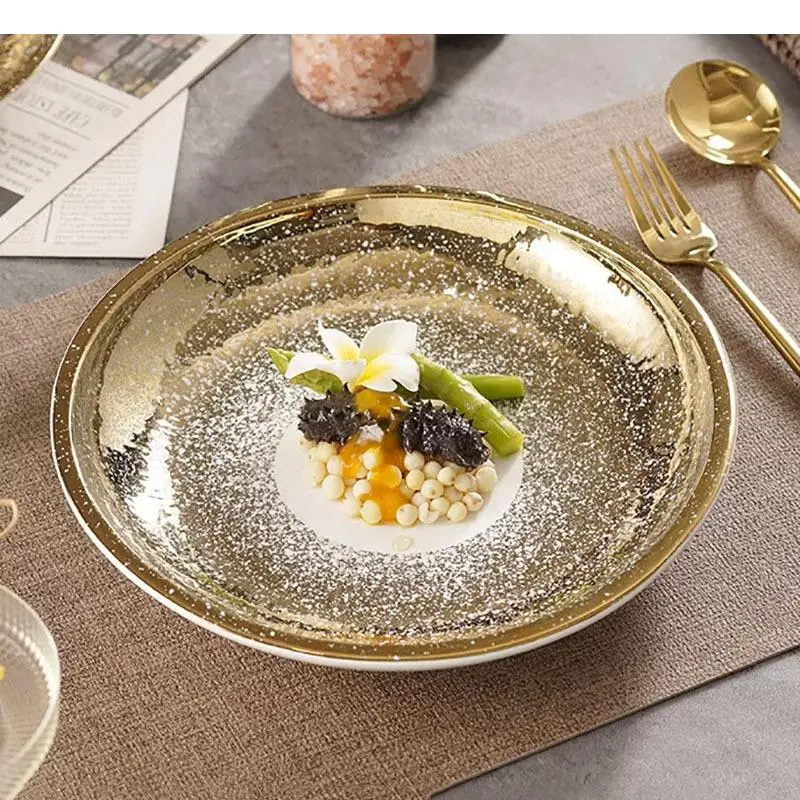 

Circular Ceramic Dinner Plate Thick Soup Dessert Salad Plates Pasta Restaurant Specialty Tableware