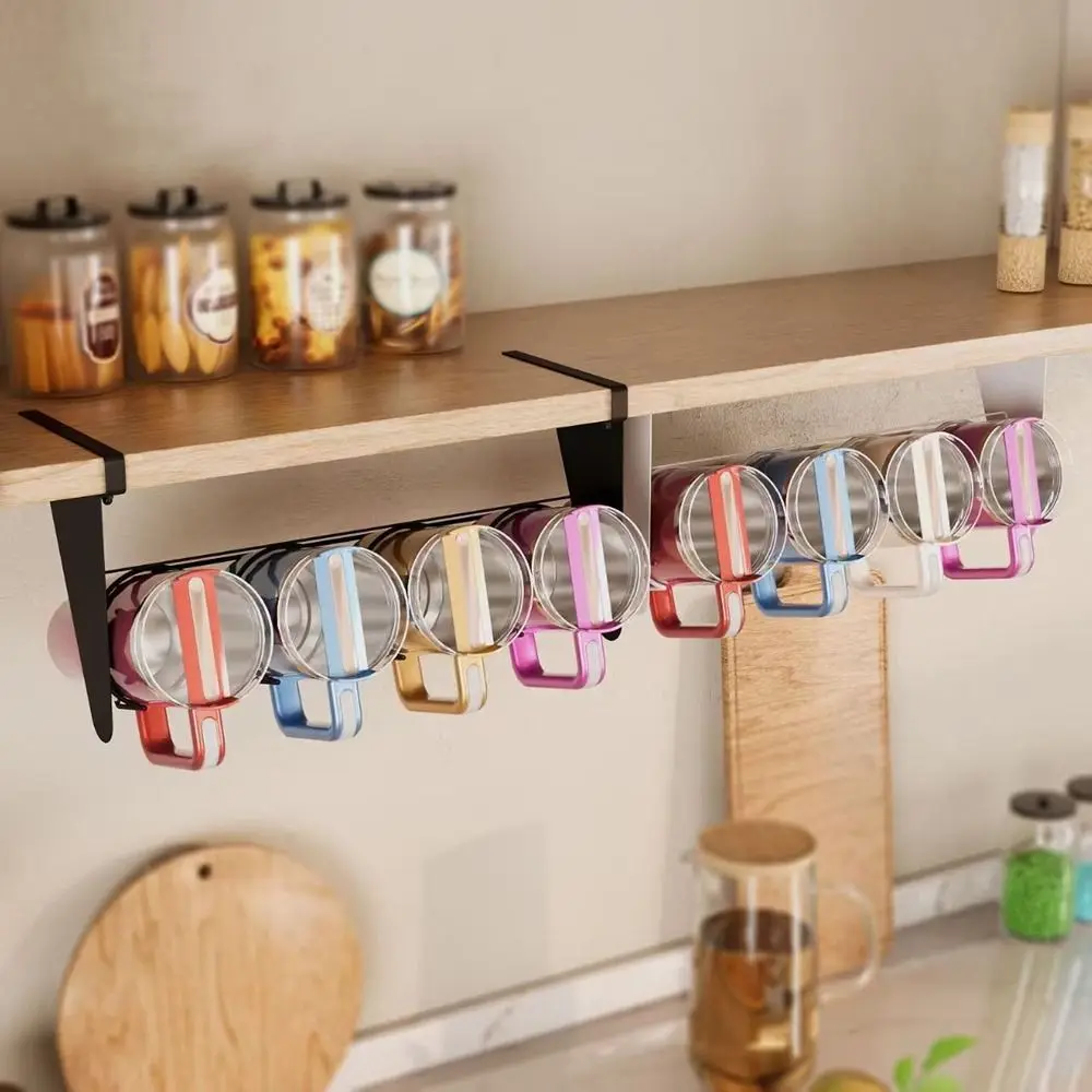 

Carbon Steel Under Cabinet Water Bottle Organizer Wall Mounted Space Saving Cup Storage Rack Large Capacity Water Bottle Holder