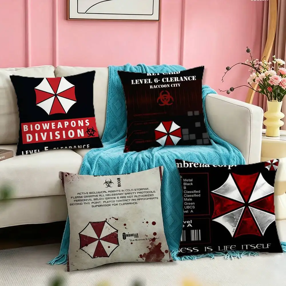 Game R-Resident E-Evil Pillow Case Square Double-Sided Sofa Cushion Cover Bedroom Bedside Pillow