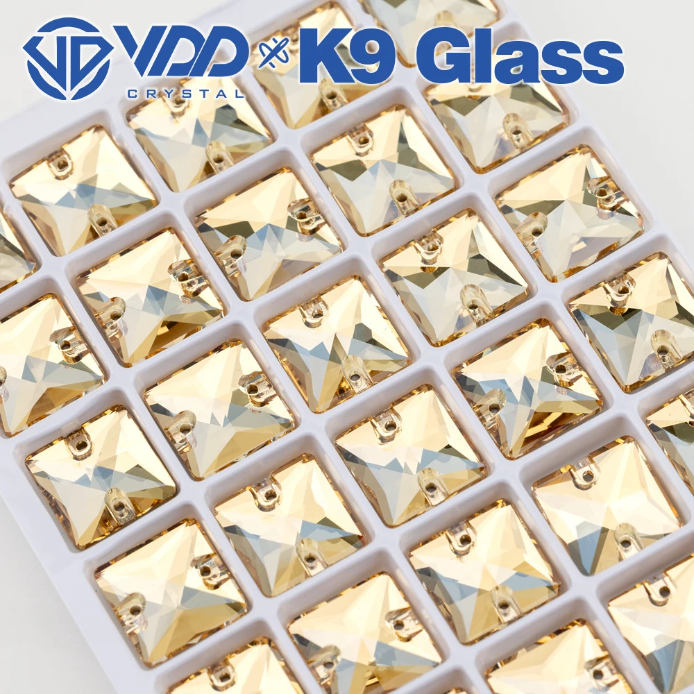 VDD S257 Golden Shadow Square Hochwertige K9-Glas-Aufnäher-Strasssteine, flache Kristallsteine zum Aufnähen, Bekleidungsdekorationen – Detail 5