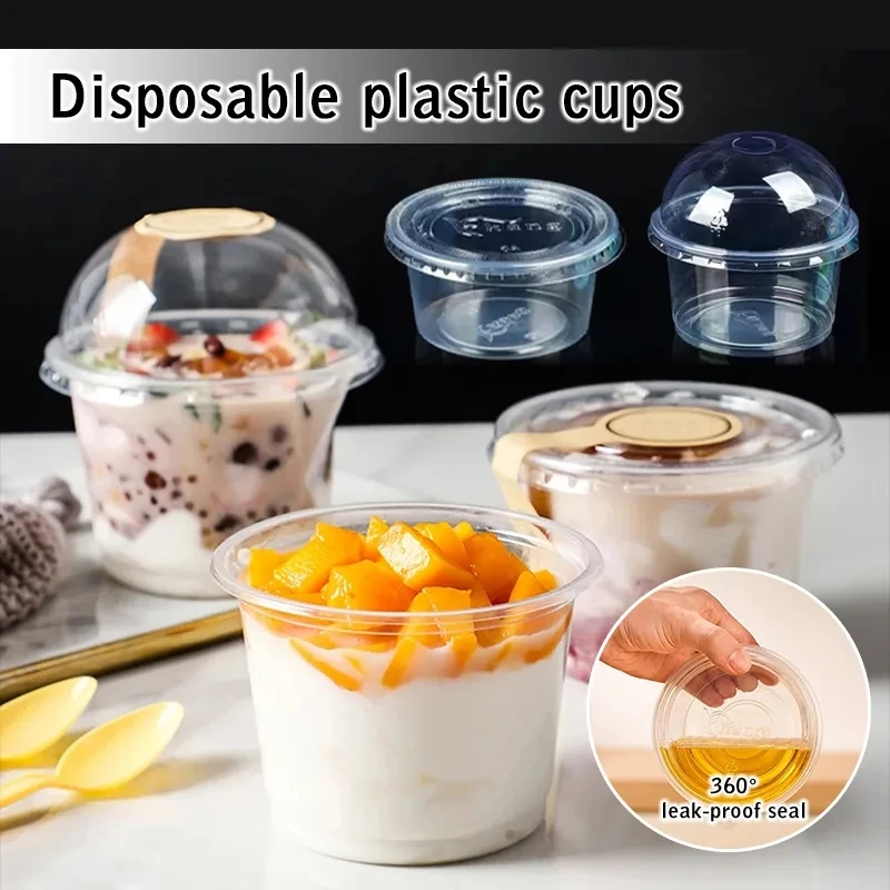 100Pcs Pudding Cups Disposable Packing Box with Lids Plastic Boxes Ice-Cream Dessert Picnic Party Packing Party And Takeout