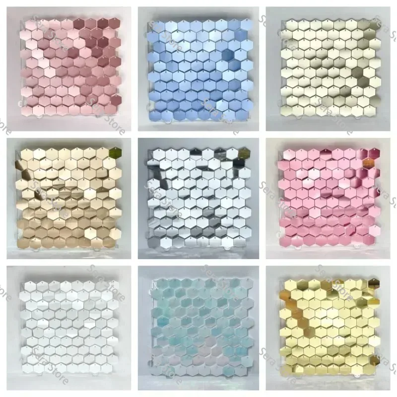 12/16/18pcs Hexagonal Sequin Backdrop Panels for Wedding Birthday Party Background Wall Decor Shimmer Backdrop Curtain 30x30cm