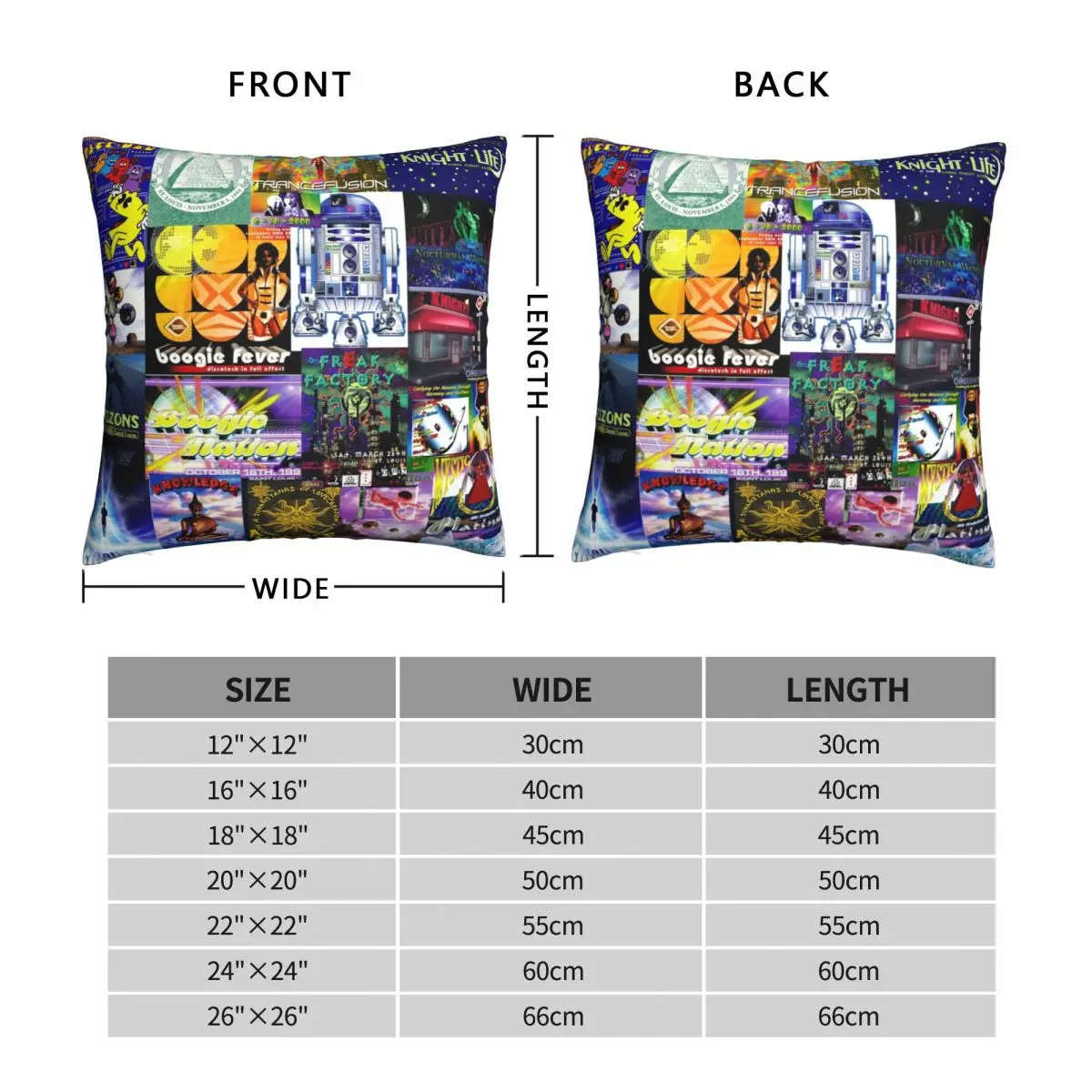 90's Rave Flyers Square Pillowcase Polyester Linen Velvet Creative Zip Decor Throw Pillow Case Home Cushion Cover 45x45