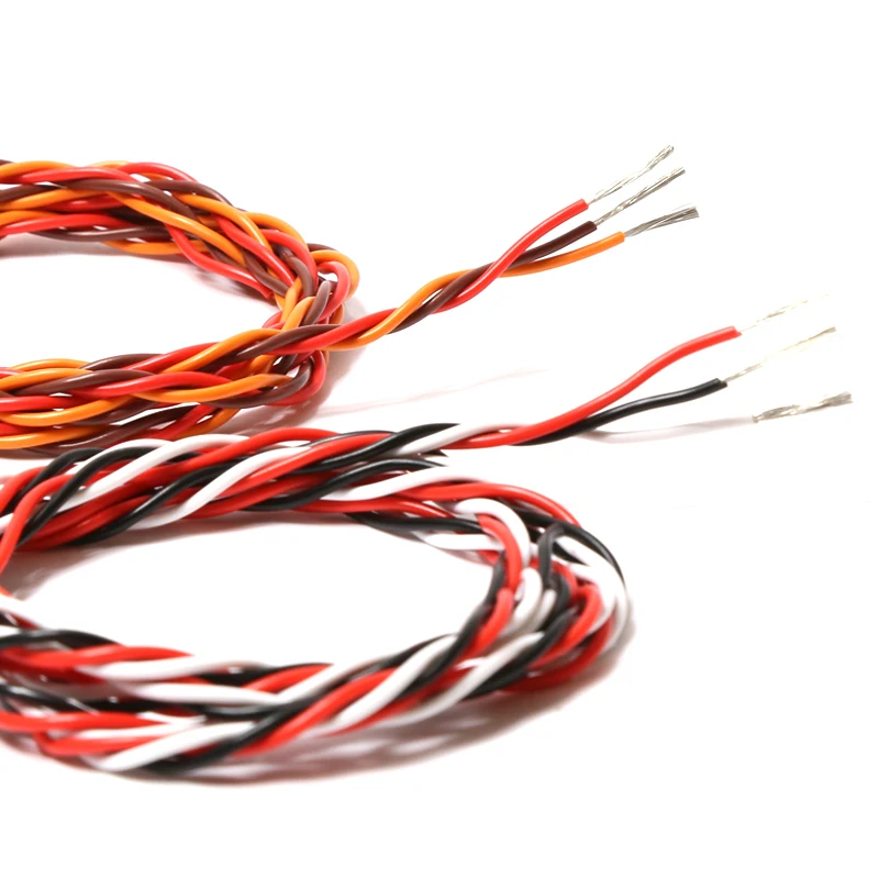 30PCS60-Coil Anti-Interference 22AWG JR Futaba Twisted Wire Lead 3-Way Servo Extension Cable For RC Airplane Car/Boat Accessorie