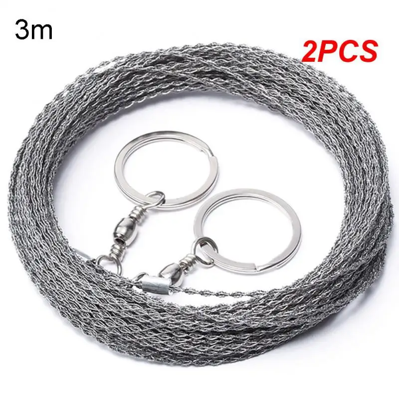 2PCS Stainless Steel Wire Saw Stainless Steel Rope Hand Hacksaw Portable Saw Chain Garden Outdoor Outdoor Gear String