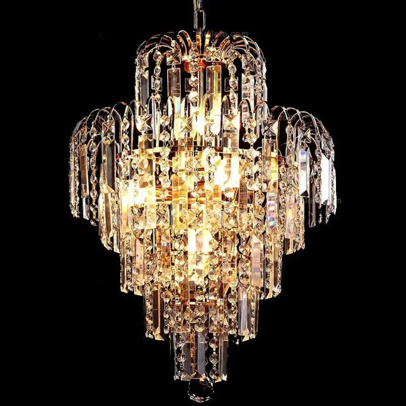 Luxury Royal Golden Crystal K9 Chandelier Crystal Golden Chandeliers Hall Living Room Lighting lustre de cristal