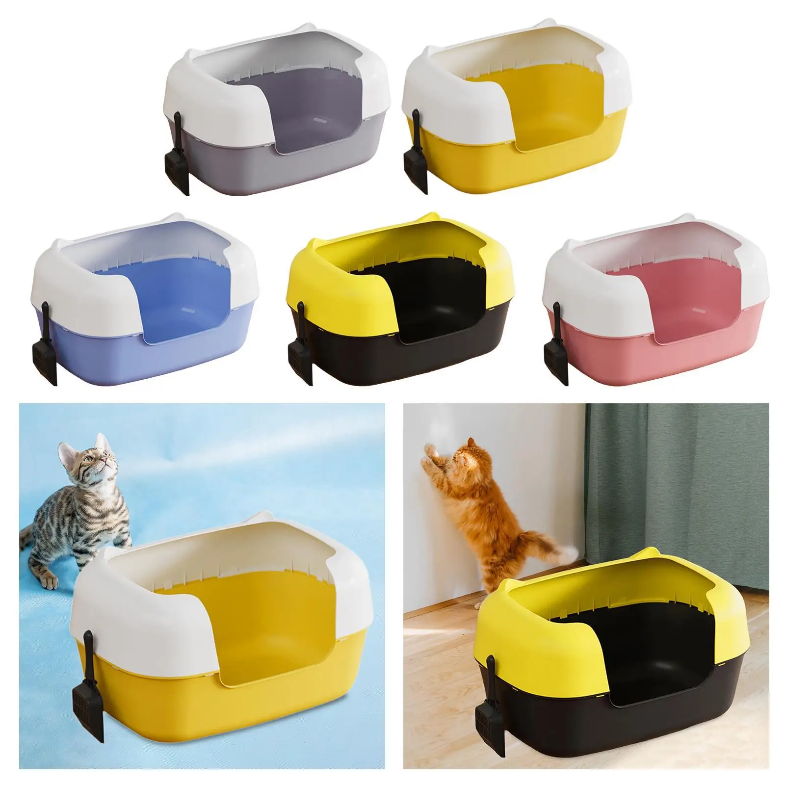 Bandeja arena antisalpicaduras para gatos de interior
