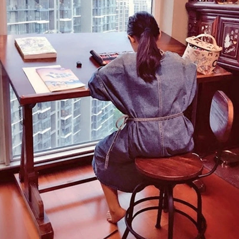 

Art diagonal drawing table solid wood desk studio table easel picture case