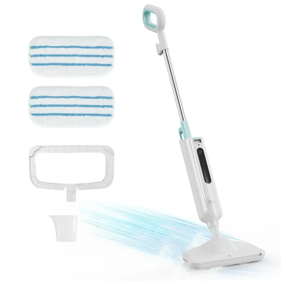 

Steam Mop for Hardwood Tile Carpet, Lightweight Steamer Cleaner for Floor Cleaning, 16.4 FT Cord and 2 Washable Pads