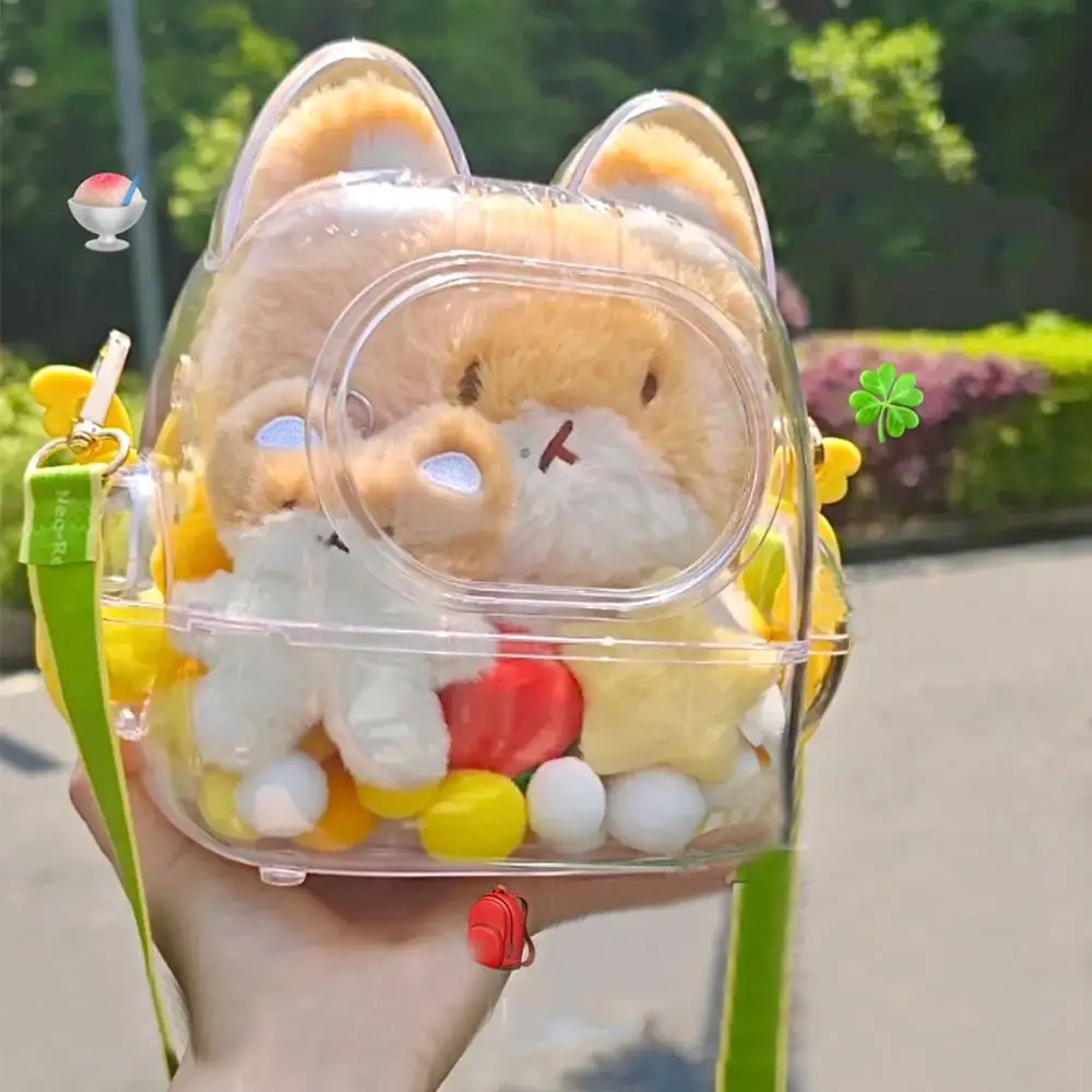 

Lapupu Doll Storage Case Travel Bag Plush Dolls Mini Pouch Transparent Women Bag Storage Organizer Waterproof Bag Cute Tote Bag