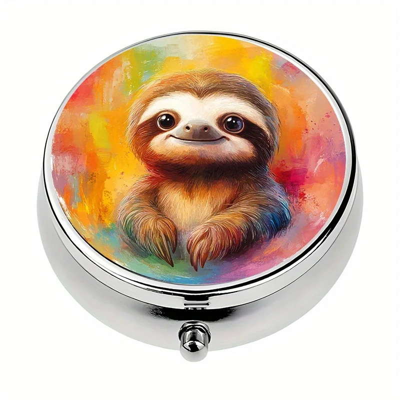 1 mini pill box with 3 compartments, cute sloth-themed mini pill box, medication storage box, perfect for travel and storing vitamins