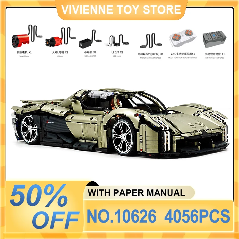 

GULY 10626 MOC Technical Super Sports Car Black X Racing Vehicle Building Brick Block Puzzle Assembly Toy Christmas Gift For Kid