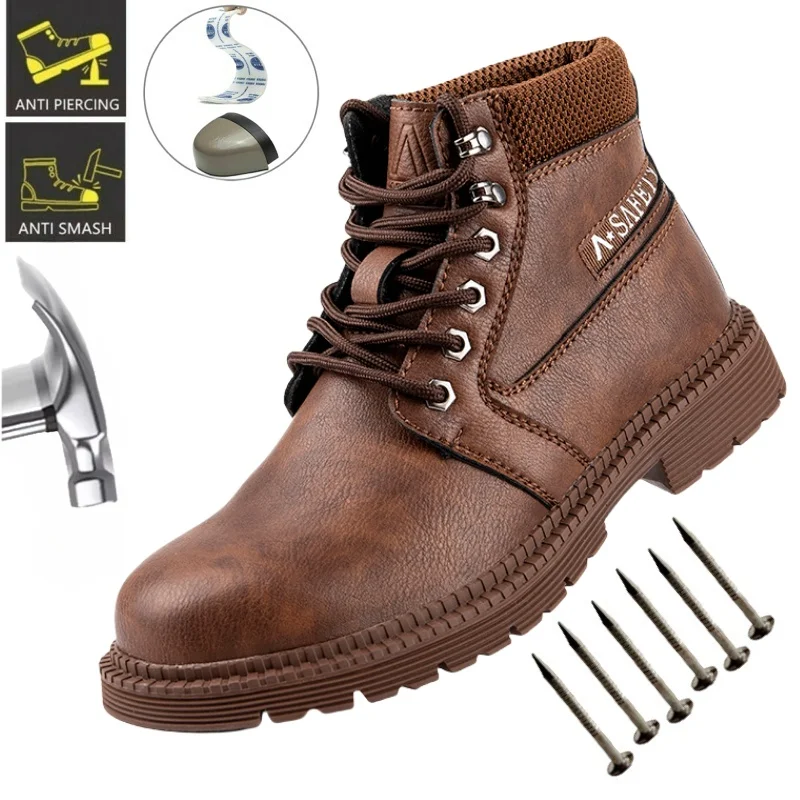 Waterproof Work Safety Shoes For Men Rubber Sole Protective Work Sneakers Men Breathable Warehouse, Mining Safety Footwear