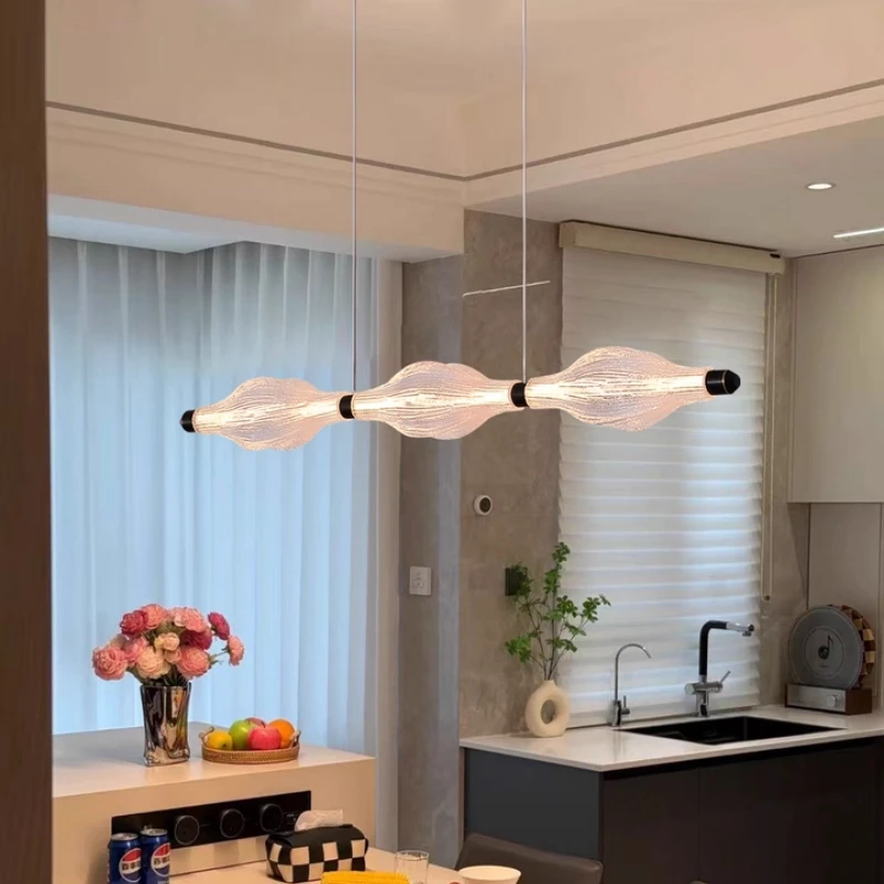Italian Minimalist Restaurant Bar Pendant Light Modern Island Counter Resin 2025 New Designer Straight Strip Pendant Light Led