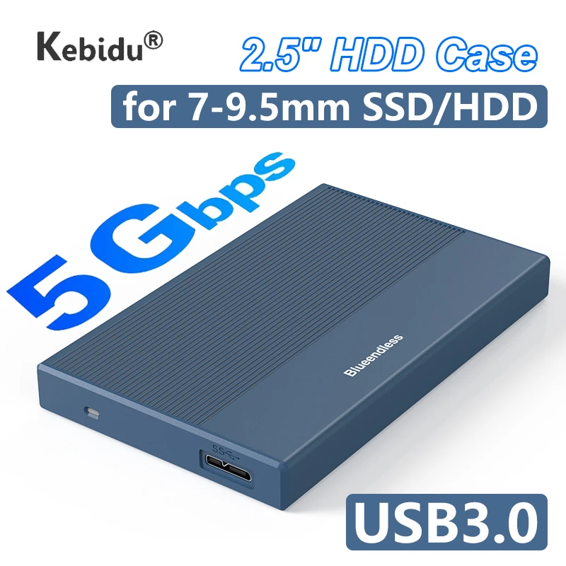 

USB 3.0 HDD Case 2.5" Aluminum External Hard Drive Case 5Gbps SATA High Speed Transmission External Hard Drive Box for PC Laptop