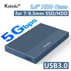 Caja de disco duro externo de aluminio, transmisión de alta velocidad, SATA, USB 3,0, 2,5 pulgadas, 5Gbps, para PC y portátil