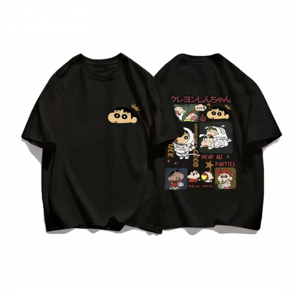 

MINISO 2025 Summer men's Clothes Street-wear Print Cartoon T Shirt Short Sleeve Tops Men's and Women's Clothes Cotton T Shirts